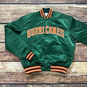 ❌SOLD❌ Vintage Miami Hurricanes STARTER Jacket Size XL Stitched Satin Coat NCAA